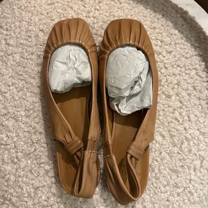 Sezane Frannie Ballerines Light Tan Leather Women's Shoes